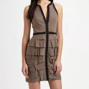 BCBGMaxAzria Brown Ruffled Mini Dress